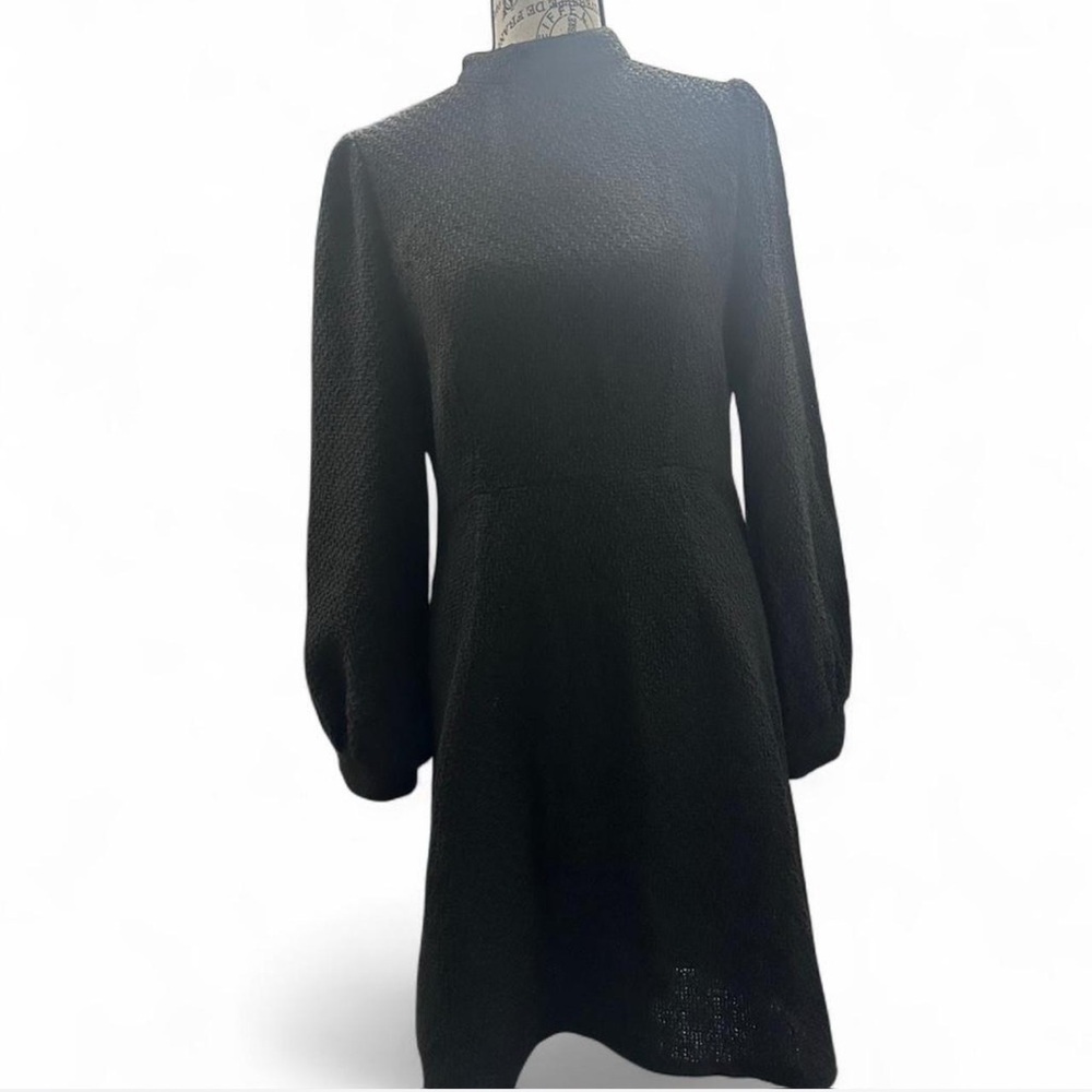 Lantern Sleeve, Mock Neck Tweed Dress in Black. NWOT - Picture 1 of 4